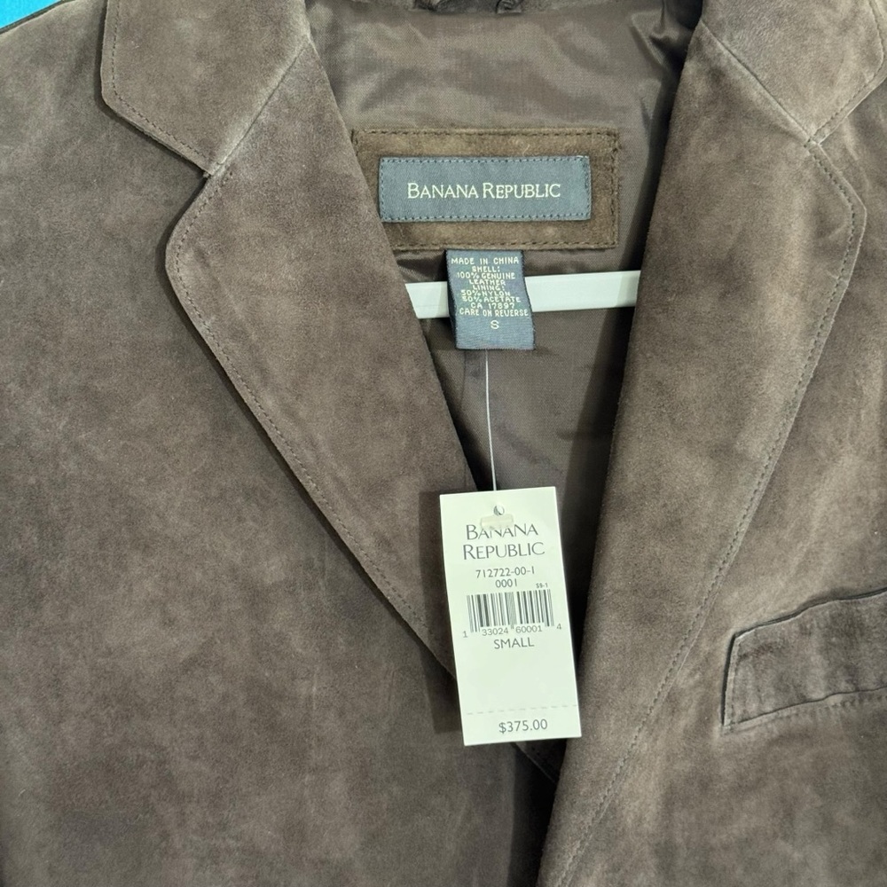 Banana Republic Dark Brown Suede Blazer Size S Vintage 90’s NWT Classic Relaxed - Picture 3 of 5